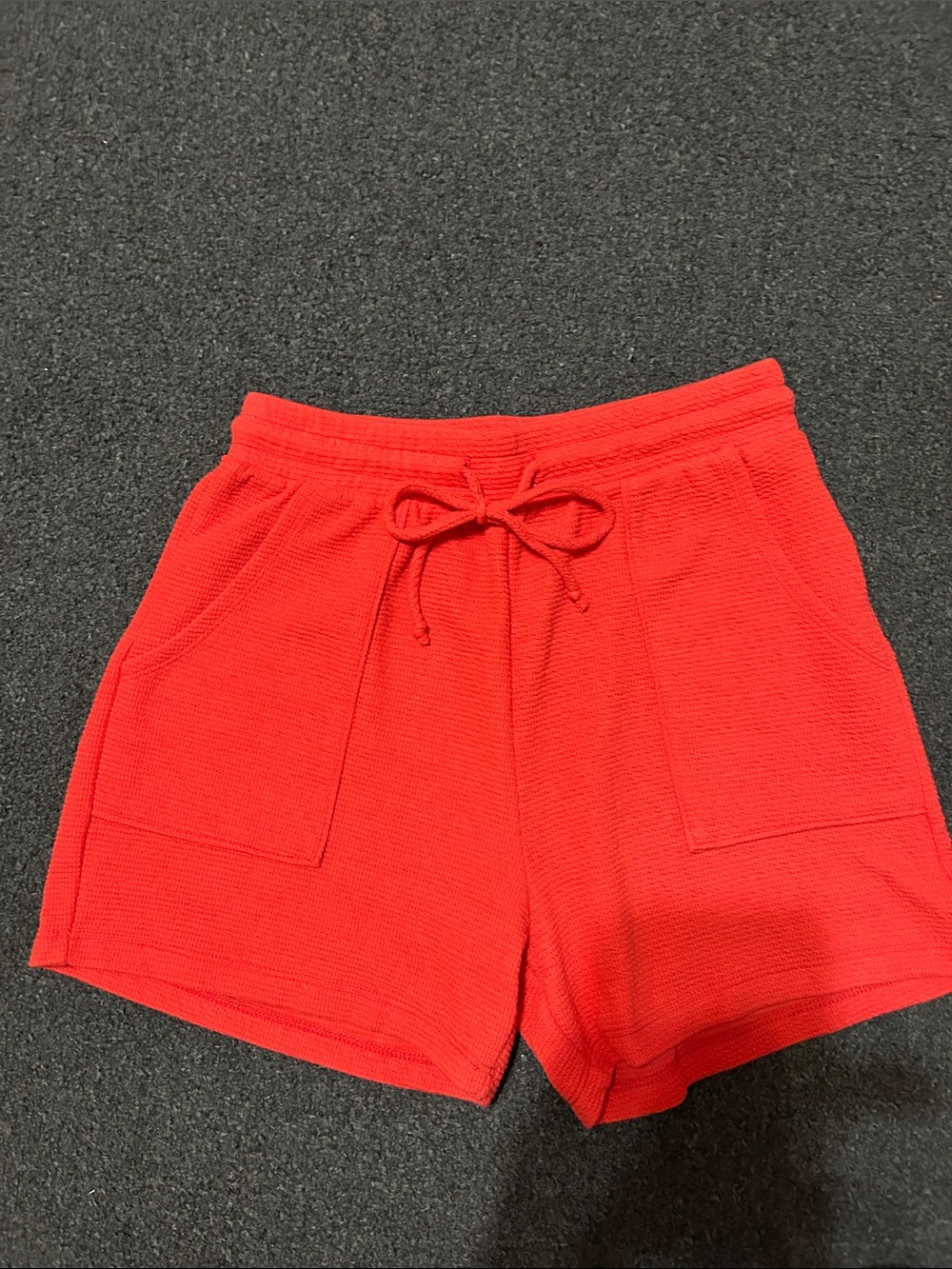 Tres Bien Bright Red Knit Drawstring Shorts